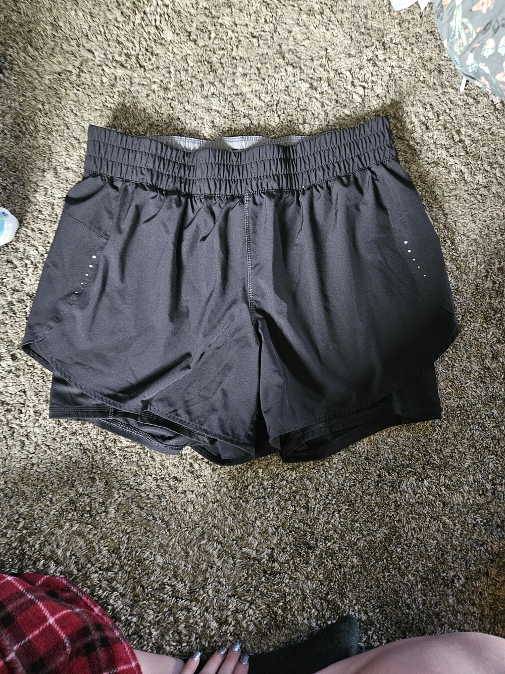 Avia Black Women's Athletic Layered Running Shorts